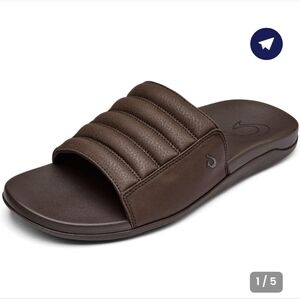 Olukai Brown Slide Sandals